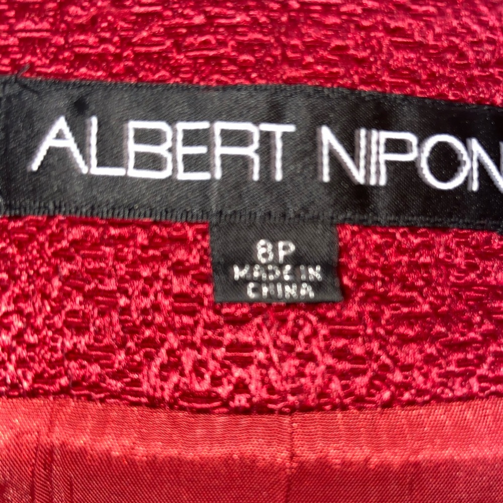 Albert Nipon Skirt Suit Set In Red Size 8p Euc - image 6